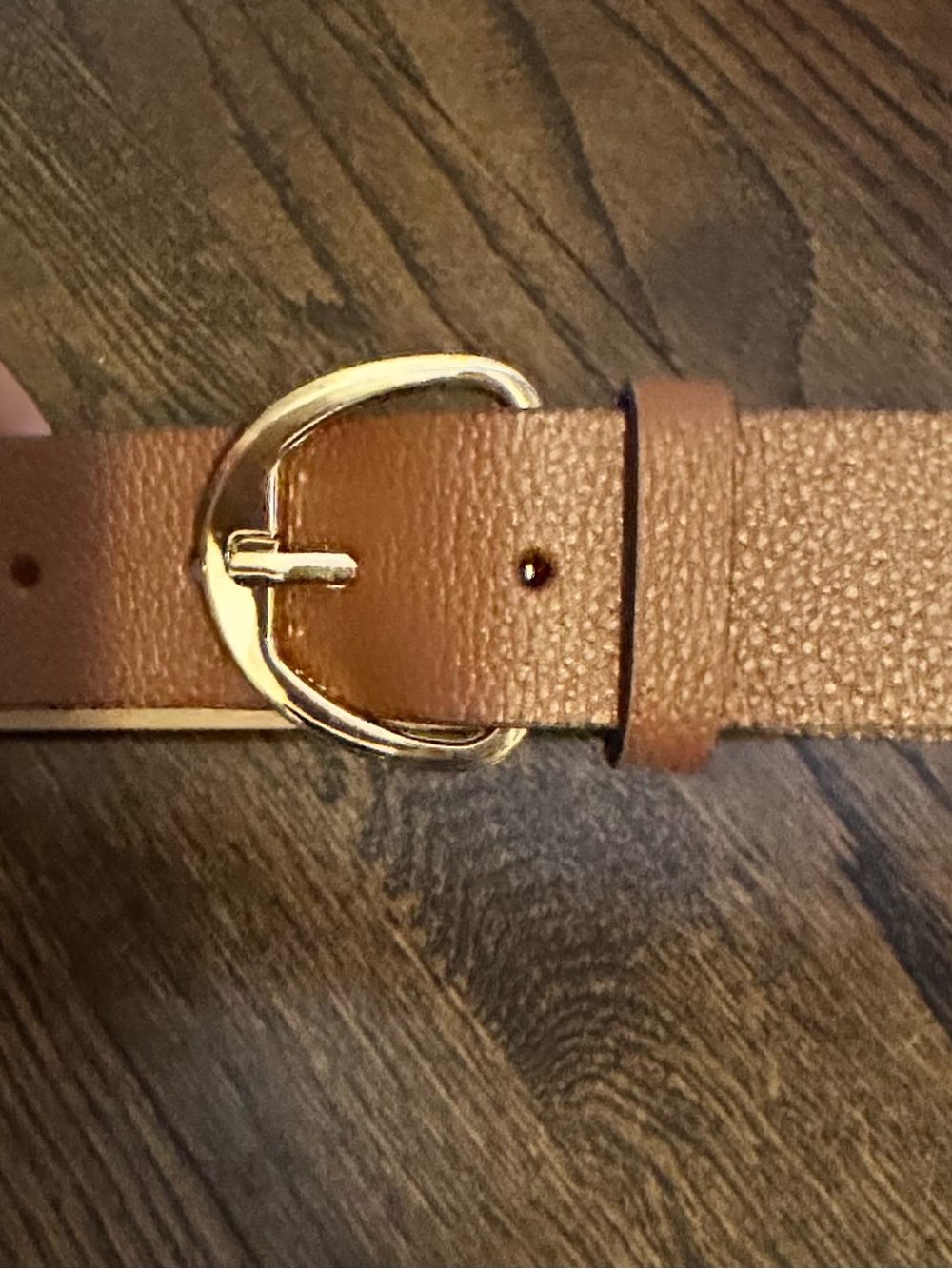 Michael Kors Light Brown Leather Belt with Gold Tone Logo